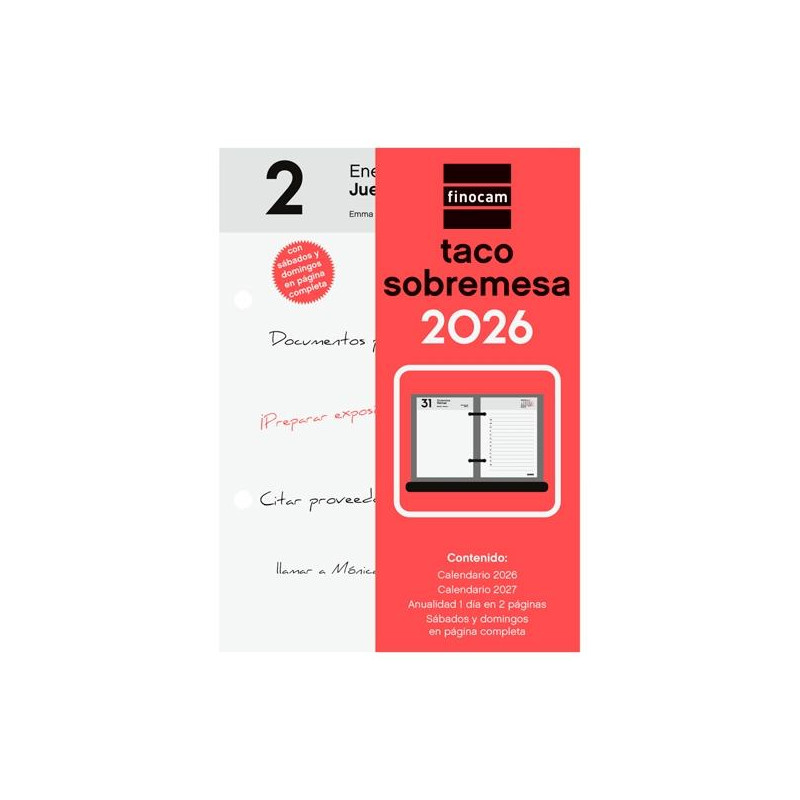 (780280026) FINOCAM TACO CALENDARIO DE SOBREMESA 85X120MM 2PD NEUTRO 2026
