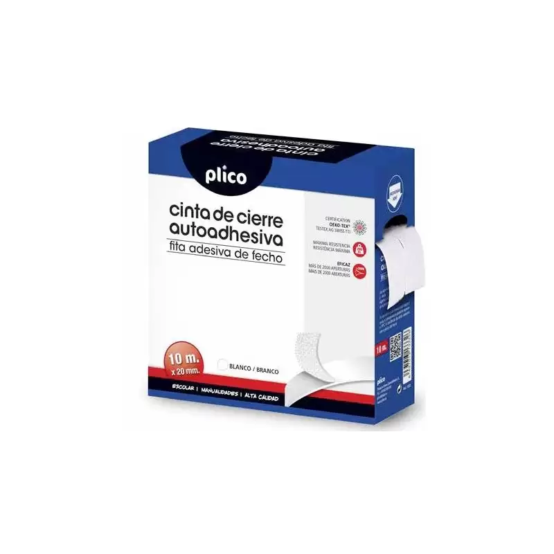 (13330) PLICO CINTA DE CIERRE AUTOADHESIVA 20MM X 10M BLANCO