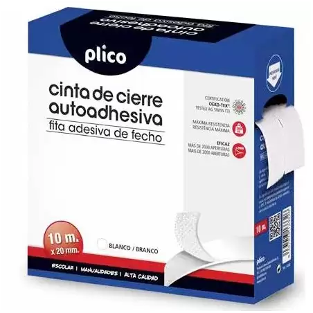 (13330) PLICO CINTA DE CIERRE AUTOADHESIVA 20MM X 10M BLANCO