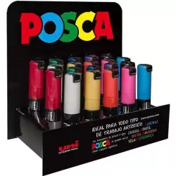 (182634558) POSCA MARCADOR  PC-8K/20P NO PERMANENTE PUNTA BISELADA 8.0MM COLORES SURTIDOS -EXPOSITOR 20U-