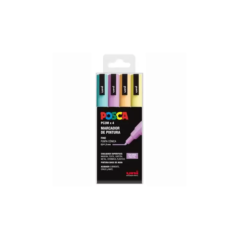 (182634851) POSCA MARCADOR  PC-3M/4C NO PERMANENTE PUNTA FINA 0.9MM-1.3MM COLORES SURTIDOS PASTEL -4U-