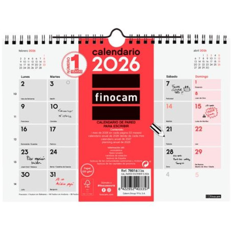 (780160026) FINOCAM CALENDARIO DE PARED PARA ESCRIBIR S-210X150MM MV NEUTRO 2026