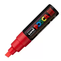 (300665000) POSCA MARCADOR  PC-8K NO PERMANENTE PUNTA BISELADA 8.0MM ROJO FLUOR