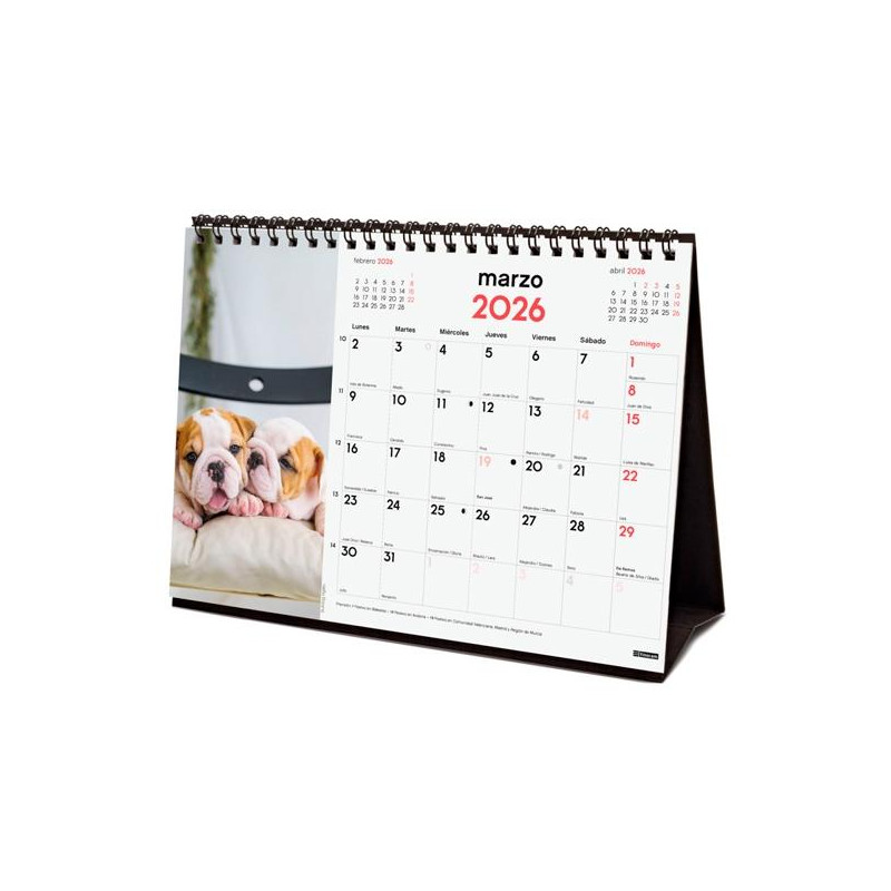 (780323726) FINOCAM CALENDARIO DE SOBREMESA PARA ESCRIBIR S-210X150MM MV IMÁGENES CACHORROS 2026