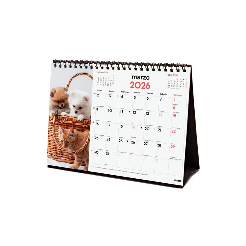 (780323926) FINOCAM CALENDARIO DE SOBREMESA PARA ESCRIBIR S-210X150MM MV IMÁGENES PERROS Y GATOS 2026