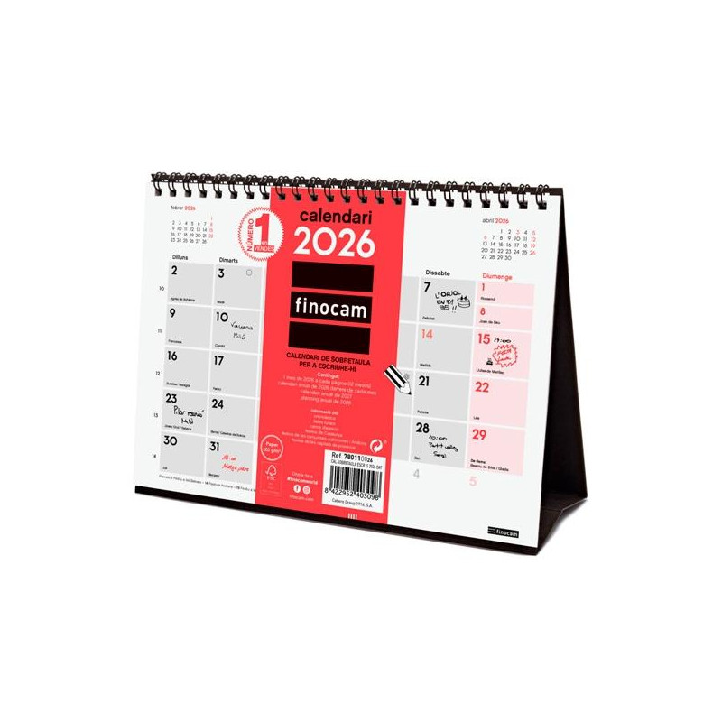 (780110026) FINOCAM CALENDARIO DE SOBREMESA PARA ESCRIBIR S-210X150MM MV NEUTRO 2026 CATALÁN