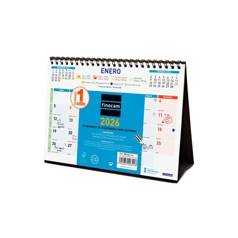 (781460026) FINOCAM CALENDARIO DE SOBREMESA PARA ESCRIBIR S-210X150MM MV COLOR 2026