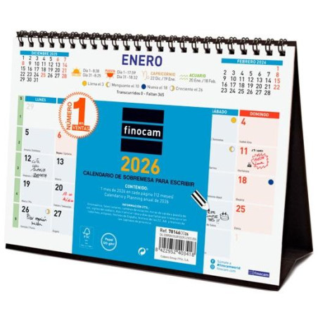(781460026) FINOCAM CALENDARIO DE SOBREMESA PARA ESCRIBIR S-210X150MM MV COLOR 2026