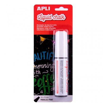 (13960) APLI MARCADOR DE TIZA LÍQUIDA PUNTA PARALELA 10X15MM BLANCO BLÍSTER 1 UD