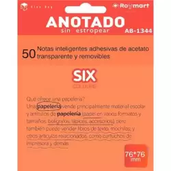 (AB-1344) ROYMART BLOC NOTAS ADHESIVAS INTELIGENTES REMOVIBLES 50H 76X76 ACETATO TRANSPARENTE NARANJA FLUORESCENTE