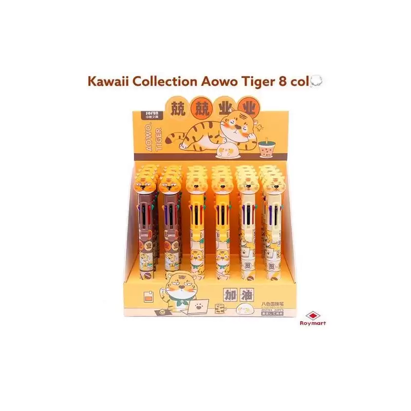 (EZV-2701) ROYMART BOLIS DE 8 COLORES TIGER SURTIDOS EXPOSITOR 24 UD