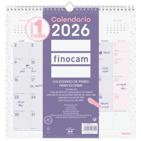 (787002726) FINOCAM CALENDARIO DE PARED PARA ESCRIBIR 30X30-300X300MM MV CHIC MORADO 2026