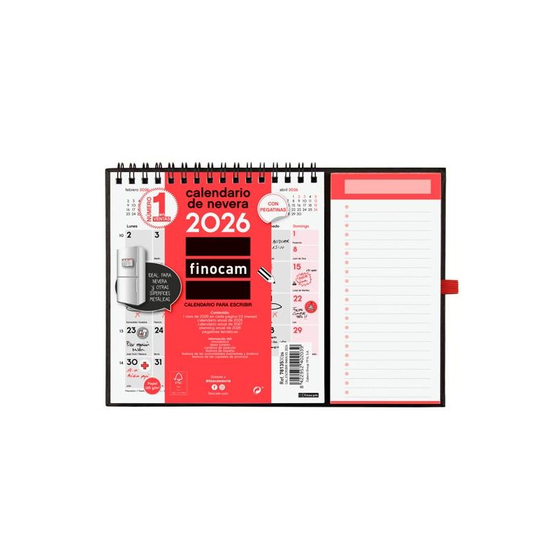 (781350026) FINOCAM CALENDARIO CON IMÁN PARA ESCRIBIR XS-140X150MM MV NEUTRO 2026