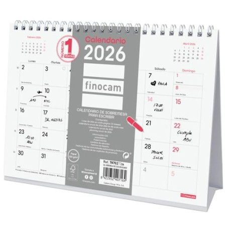 (787027326) FINOCAM CALENDARIO DE SOBREMESA PARA ESCRIBIR S-210X150MM MV CHIC BLANCO 2026