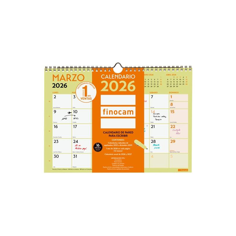 (787220126) FINOCAM CALENDARIO DE PARED PARA ESCRIBIR A4-297X210MM MV GRAFIK 2026