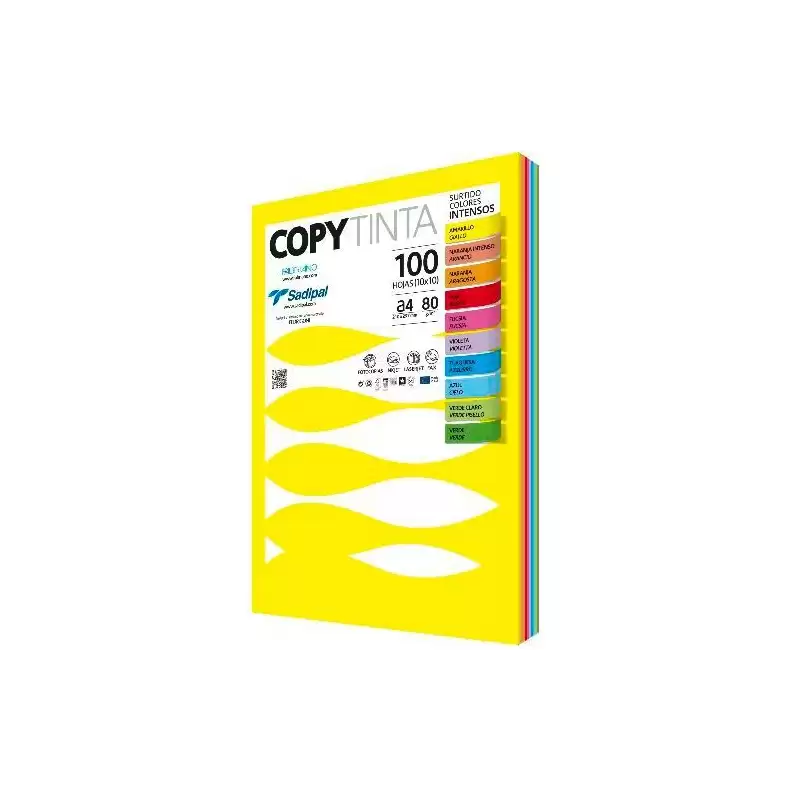 (11303) SADIPAL PAPEL COPYTINTA A4 80GR INKJET/LÁSER PAQUETE 100H COLORES SURTIDOS INTENSOS