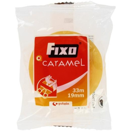 (75003300) FIXO CINTA ADHESIVA TRANSPARENTE CARAMEL ROLLO 19MM X 33M EN BOLSITA
