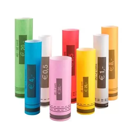 (141-0761) SAFESCAN ROLLO DE PAPEL PARA MONEDAS DE EURO PACK DE 10 ROLLOS POR MONEDA (80 ROLLOS)