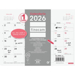 (787047326) FINOCAM CALENDARIO BLOC CON IMÁN PARA ESCRIBIR S-210X150MM MV CHIC BLANCO 2026
