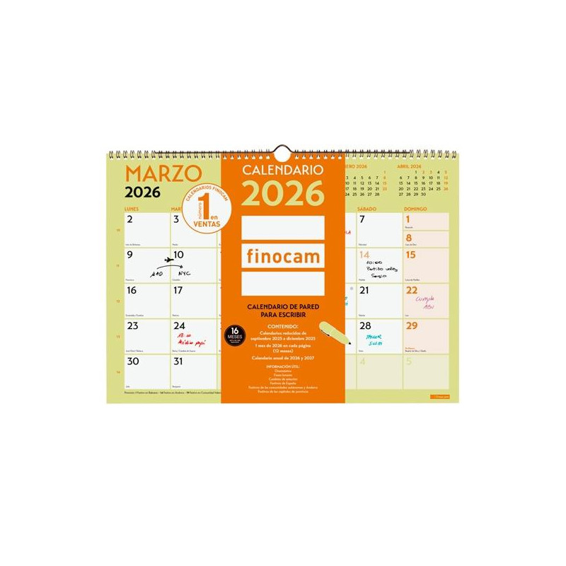 (787240126) FINOCAM CALENDARIO DE PARED PARA ESCRIBIR A3-420X297MM MV GRAFIK 2026