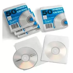 (664897) SAM SOBRE OFFSET BLANCO 90 GR. ENGOMADO AUTOADHESIVO 125X125 PARA CDS/DVD 50 SOBRES