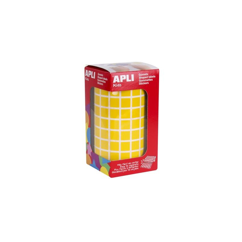 (04871) APLI GOMETS CUADRADOS 10MM ROLLO AMARILLO -ROLLO 6372 UNIDADES-
