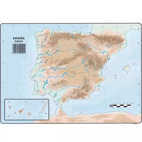 (504) SELVI MAPA MUDO FÍSICO DE ESPAÑA A4 -50U-