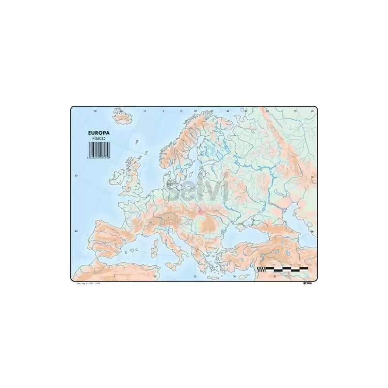 (505) SELVI MAPA MUDO FÍSICO DE EUROPA A4 -50U-