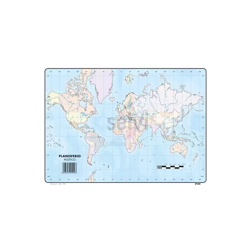 (509) SELVI MAPA MUDO PLANISFERIO POLITICO A4 -50U-