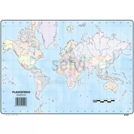 (509) SELVI MAPA MUDO PLANISFERIO POLITICO A4 -50U-