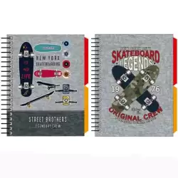 (18108220) SENFORT CUADERNO ESPIRAL A6 120H T/DURA 2 SEPARADORES FORRADO SKATEBOARD SURTIDO