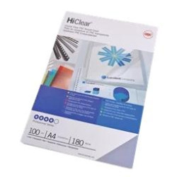 (CE011880E) GBC TAPAS ENCUADERNACIÓN HICLEAR A4 PVC 180 MICRAS CRISTAL TRANSPARENTE PACK 100 UD