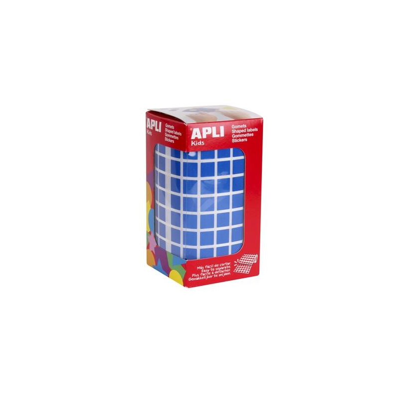 (04872) APLI GOMETS CUADRADOS 10MM ROLLO AZUL -ROLLO 6372 UNIDADES-