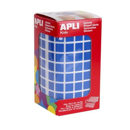 (04872) APLI GOMETS CUADRADOS 10MM ROLLO AZUL -ROLLO 6372 UNIDADES-