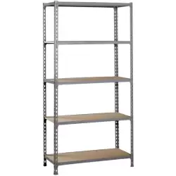 (338100025188045) SIMONRACK KIT MADERCLICK MINI 5/400 ESTANTERÍA METÁLICA 5 BALDAS/150KG DE MADERA 180X80X40CM GRIS