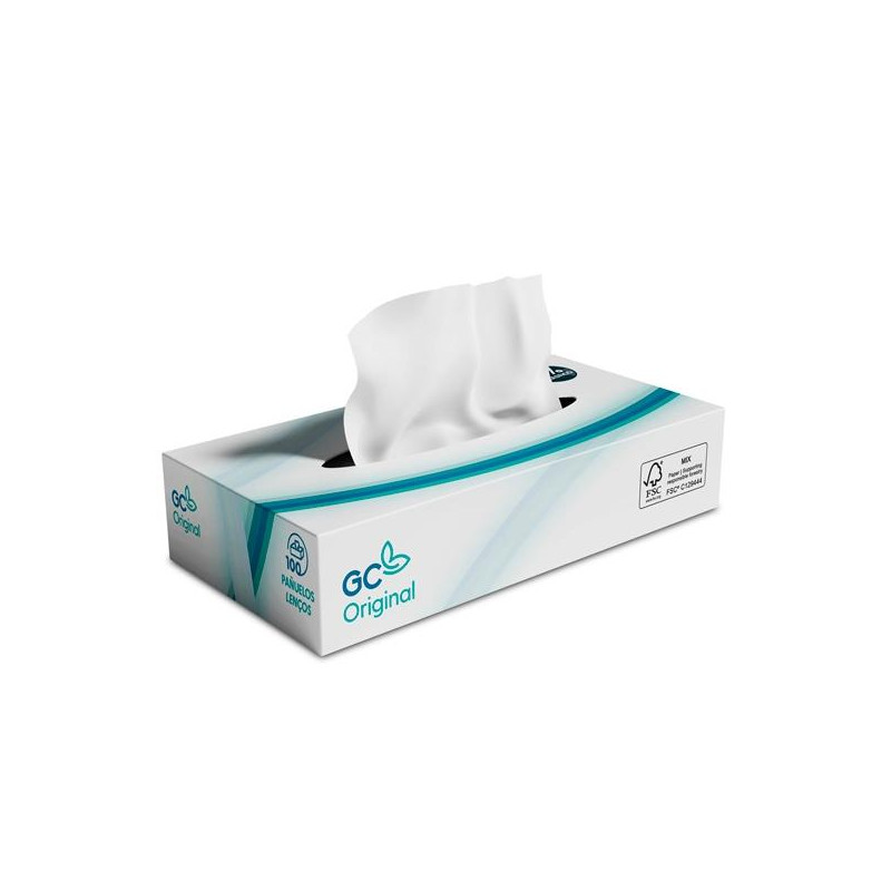 (F283101) GC PAÑUELOS FACIALES  2 CAPAS CAJA 100U BLANCO