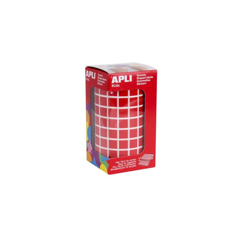 (04873) APLI GOMETS CUADRADOS 10MM ROLLO ROJO -ROLLO 6372 UNIDADES-
