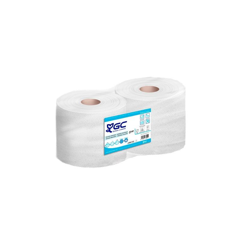(J286103) GC BOBINA INDUSTRIAL GOFRADO CELULOSA 2 CAPAS 1500/450M PACK 2U BLANCO