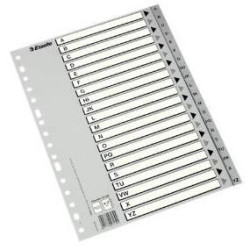 (47140) ESSELTE ABECEDARIO SEPARADOR MULTITALADRO POLIPROPILENO A4 GRIS CON CARÁTULA ÍNDICE CARTÓN BLANCO / NEGRO