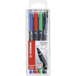 (841/4) STABILO MARCADOR PERMANENTE OHPEN UNIVERSAL S PUNTA SUPER FINA 0.4MM C/SURTIDOS ESTUCHE 4 UD