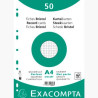 (12606E) EXACOMPTA FICHAS CARTULINA BRISTOL TALADRO A4 CUADRÍCULA 5X5 PACK DE 50 BLANCO