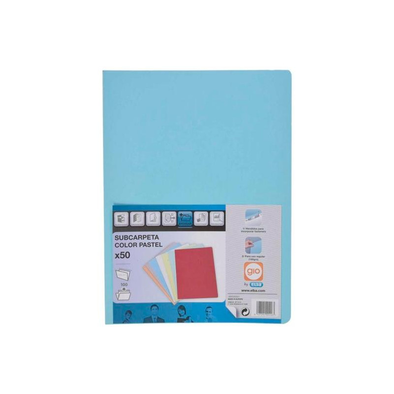 (400040571) GIO SUBCARPETA SIMPLE CARTULINA FOLIO 180GR AZUL PASTEL -50U-