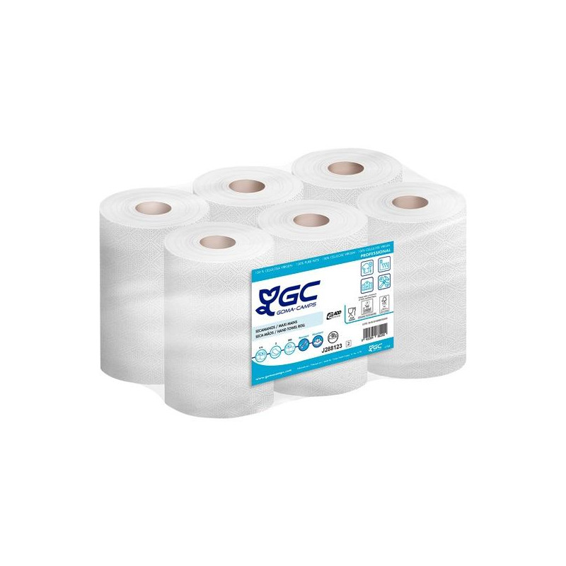 (j288123) GC SECAMANOS MINI-MULTIUSO 2 CAPAS ADD SYSTEM 200/60 FSC SACO DE 6 ROLLOS CELULOSA VIRGEN