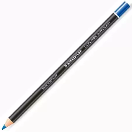 (108 20-3) STAEDTLER MARCADOR PERMANENTE EN SECO LUMOCOLOR GLASOCHROM AZUL