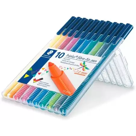 (323 SB10) STAEDTLER ROTULADOR PUNTA DE FIBRA TRIPLUS COLOR ESTUCHE 10 UNIDADES