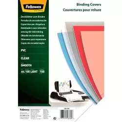 (5376001) FELLOWES TAPAS ENCUADERNACIÓN A4 PVC 150 MICRAS TRANSPARENTE PACK 100 UD