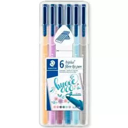(323SB6CS12) STAEDTLER ROTULADOR TRIPLUS COLOR 323 C/SURTIDOS SUAVES ESTUCHE 6U