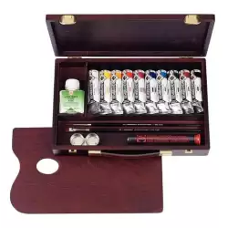 (18840004) TALENS REMBRANDT SET CON 10 TUBOS ACRÍLICOS DE 40ML COLORES SURTIDOS CAJA DE MADERA