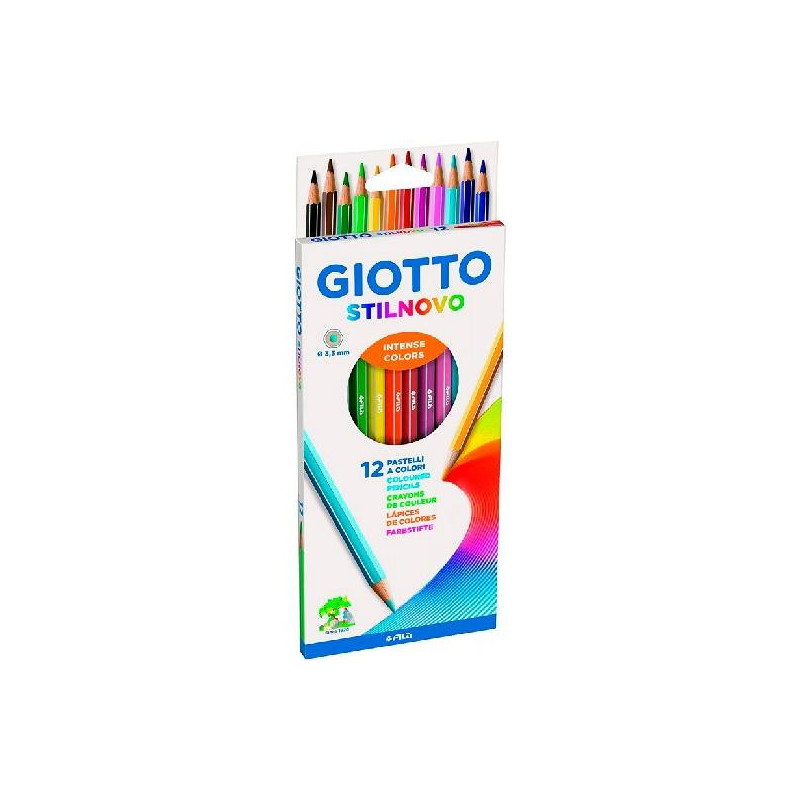 (F256500) GIOTTO LÁPICES DE COLORES STILNOVO C/SURTIDOS INTENSOS ESTUCHE 12 UD