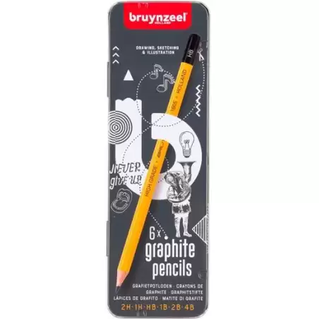 (60211006) TALENS BRUYNZEEL LÁPICES DE GRAFITO BUROTEK 2H A 4B ESTUCHE 6 UD